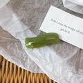 Morandi green wavy hair clip with marble texture and gold France Handmade logo - Green