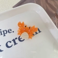 Cute orange crab acetate hair claw clip for side bangs featuring a cartoon sea creature - 3.6cm