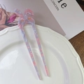 Forcina per capelli a coniglio in acetato sfumato rosa e blu con design a forma di U - Rosa Viola