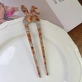Forcina per capelli a U in acetato con orecchie di coniglio in marmo marrone e blu - Blu Marrone