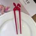 Forcina a U rossa in acido acetico con orecchie di coniglio per capelli raccolti - Rosso