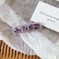 Elegant rectangle acetate hair clip with purple and brown marble pattern on tray - Purple