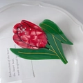 Elegant red tulip hair claw clip made of marble texture acetate with white rhinestones - Red