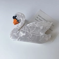 Eleganter weißer Marmor-Haarclip in Schwanenform mit orangem Schnabel für Damen - 5# Weißer Schwan