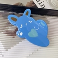 Simpatica molletta per capelli a forma di coniglio blu in acetato con motivo a cuore - Blu
