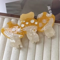 Molla per capelli a forma di fungo in acetato con finitura marmorizzata ambra - Giallo