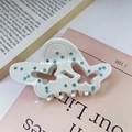 Hollow butterfly hair claw clip in pearl white acetate with light blue rhinestones - White With Rhinestones