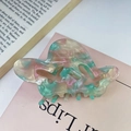 Hollow butterfly hair claw clip in pink and mint green marble acetate resin - 3# Green