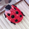 Cartoon ladybug hair claw clip in red marble texture acrylic with black spots - #3 Polka-dot Ladybug (approx. 8.5cm X 6.3cm 34g)