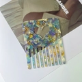 Elegant acetate heart cutout hair comb with pastel pearlescent marble texture - 5# Floral Yellow