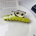 Schattige panda op bamboe haarklem van glanzend acetaat voor meisjes haaraccessoires - Groot / Donkerbruine Panda Met Bamboe