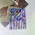 Fashionable marble pattern acetate hair comb with heart cutout in purple and blue - 6# Floral Purple