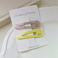 Set di fermagli per capelli in acetato rosa marmo e giallo su carta bianca - Set da 2 / Marmo Rosa Blu E Giallo (Stile 1)
