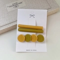 Lot de trois barrettes en acétate jaune moutarde et vert olive sur carte blanche - 6# Jaune Vert