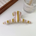 Chic acetate hair claw clip with vertical stripes in ginger, pink and white colors - Large Arc Claw Clip / Coat Hanger Shape-Yellow Stripes