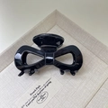 Glänzende schwarze Haarklammer mit Schleife aus Acetat im französischen Vintage-Stil - Schwarz