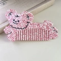 Portable pink floral acetate hair comb featuring a cute cartoon dog shape and glossy finish - 2# Spotted Pink