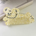 Cute cartoon bear acetate hair comb in creamy yellow marble finish for women - 3# Spotted Yellow