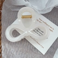 Elegant cream white bow hair claw clip made of premium resin with gold metal spring - 13#Large White