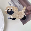 Cute beige marble dachshund hair claw clip made of premium acetate with puppy design - 4# Beige Dog