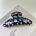 Elegante pinza per capelli nera grande con design a margherita e dettaglio in cristallo - Nero (4#)