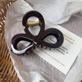 Elegant dark brown bow-shaped hair claw clip with golden metal spring for women - 15#Large Coffee