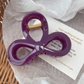 Deep purple bow hair claw clip made of glossy acrylic with a strong golden metal spring - 16#Large Purple