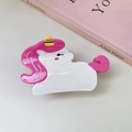 Cute white unicorn hair claw clip with pink mane made of glossy acetate material - White Unicorn Style