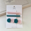 Dreiteiliges Acetat-Haarspangen-Set in Pastellrosa und Dunkelblaugrün auf Karte - 4# Grün-Rosa
