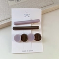 Lot de trois barrettes en acétate avec motifs rectangulaires et ronds violets et bruns - Violet Café