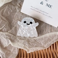 Close-up of ghost hair clip with pearlescent marble texture for Halloween decor - 3.8cm x 3.9cm / White Ghost Style