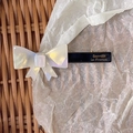 Pearlescent white bow hair clip with Barrette La France gold lettering for girls - 7# Mermaid White