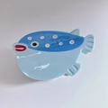 Pinza para el pelo serie océano con forma de pez globo en acetato azul claro - 3# Pez Globo Azul