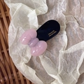 Barrette à nœud rose avec logo doré France Handmade sur base en acétate noir - Rose
