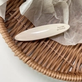 Elegant cream white oval acetate barrette with Barrette La France gold lettering - Milk White