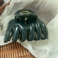 Grande molletta per capelli verde scuro lucida per capelli folti con molla dorata - Taglia Grande (Circa 9,3 cm * 5 cm) / Verde