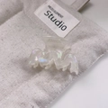 Pinza per capelli in acetato bianco cangiante con bordi ondulati e scritta FRANCE - 1# Bianco Sirena