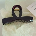 Glossy deep purple oversized bow hair claw clip with golden metal spring and mirror finish - Chocolate