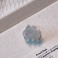 Cute bunny hair clip in translucent grey acetate with silver glitter and pink rhinestone - Glitter Grey (Style 7)
