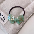 Eleganter Haargummi mit hellgrüner Schleife aus Harz und braunem elastischem Band - 3# Klare Acetat-Schleife - Gold Grün