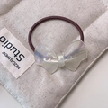 Eleganter weißer Perlmutt-Haargummi mit braunem Gummiband für Damen-Haarstyling - 4# Klare Acetat-Schleife - Meerjungfrau Perle