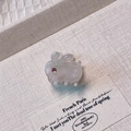 Pearlescent white bunny hair claw with pink rhinestone eyes and iridescent finish - Pearlescent White (Style 9)