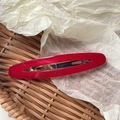 Fermaglio per capelli ovale rosso minimalista in acido acetico con design lucido vuoto - Rosso