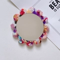 Espejo de bolsillo pequeño con marco de acetato de colores y diseño floral vintage - Colorido