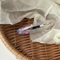 Fermaglio per capelli ovale in acetato viola perlato con fibbia a molla in metallo - Bianco Trasparente