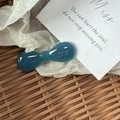 Fermaglio per capelli a fiocco verde scuro in acetato con scritte dorate eleganti - Blu