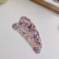 Colorful acetate hair comb with vibrant marble texture and fine teeth design - Rainbow