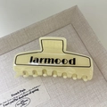 French style creamy yellow acetate hair claw clip with black larmood lettering and glossy finish - Rectangle Beige (1#)