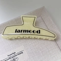 French vintage beige acetate hair claw clip with larmood logo and black outline - Slanted Straight Beige (2#)