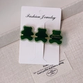 Fermaglio per capelli a forma di orso in acetato verde scuro su scheda bianca - Circa 6.7cm / Orso Verde